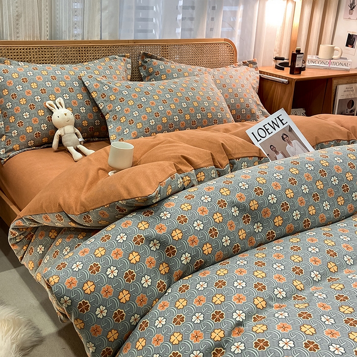 91家纺网 家纺一手货源 找家纺 丝芙妮家居（原乐视家纺） 2025新款全棉纯棉云糯棉双层纱套件系列 叶叶生香