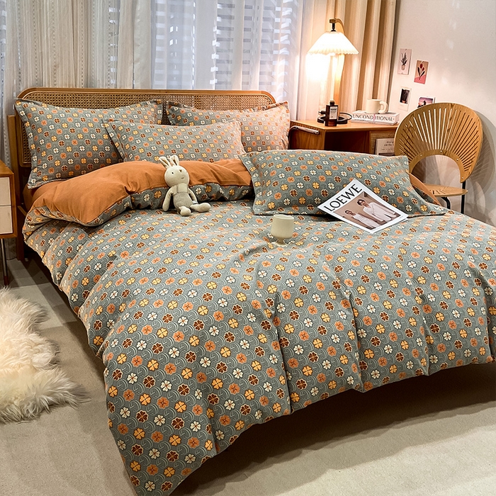 91家纺网 家纺一手货源 找家纺 丝芙妮家居（原乐视家纺） 2025新款全棉纯棉云糯棉双层纱套件系列 叶叶生香