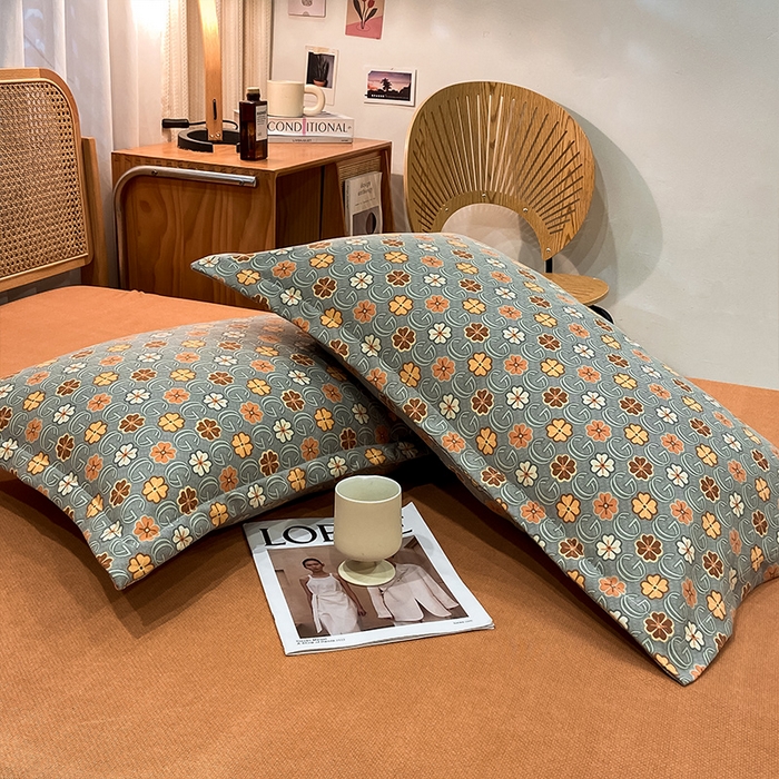 91家纺网 家纺一手货源 找家纺 丝芙妮家居（原乐视家纺） 2025新款全棉纯棉云糯棉双层纱套件系列 叶叶生香