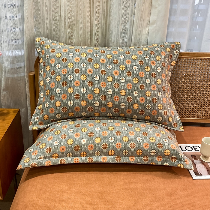 91家纺网 家纺一手货源 找家纺 丝芙妮家居（原乐视家纺） 2025新款全棉纯棉云糯棉双层纱套件系列 叶叶生香