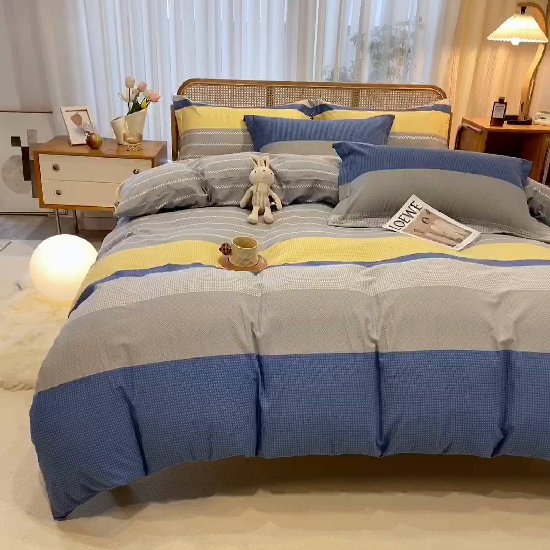 91家纺网 家纺一手货源 找家纺 丝芙妮家居（原乐视家纺） 2025新款全棉纯棉云糯棉双层纱套件系列 波利亚