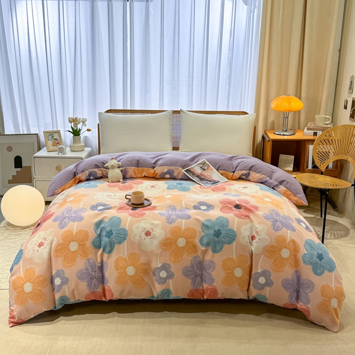 91家纺网 家纺一手货源 找家纺 丝芙妮家居（原乐视家纺） 2025新款全棉纯棉云糯棉双层纱套件系列 花晓