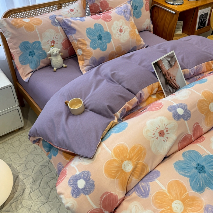 91家纺网 家纺一手货源 找家纺 丝芙妮家居（原乐视家纺） 2025新款全棉纯棉云糯棉双层纱套件系列 花晓