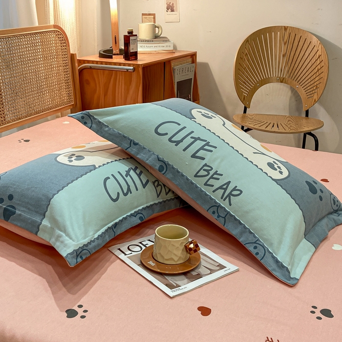 91家纺网 家纺一手货源 找家纺 丝芙妮家居（原乐视家纺） 2025新款全棉纯棉云糯棉双层纱套件系列 淘气熊