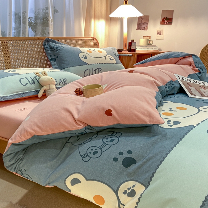 91家纺网 家纺一手货源 找家纺 丝芙妮家居（原乐视家纺） 2025新款全棉纯棉云糯棉双层纱套件系列 淘气熊