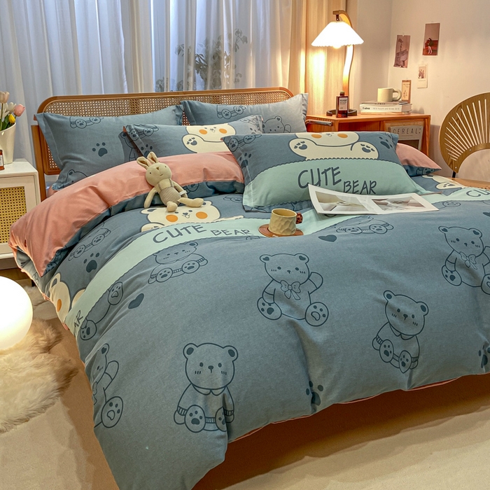 91家纺网 家纺一手货源 找家纺 丝芙妮家居（原乐视家纺） 2025新款全棉纯棉云糯棉双层纱套件系列 淘气熊