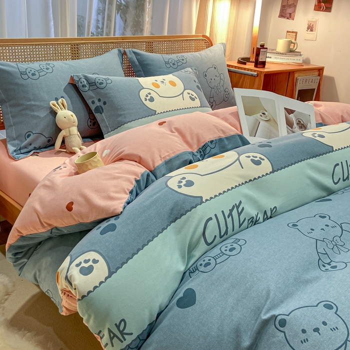 91家纺网 家纺一手货源 找家纺 丝芙妮家居（原乐视家纺） 2025新款全棉纯棉云糯棉双层纱套件系列 淘气熊