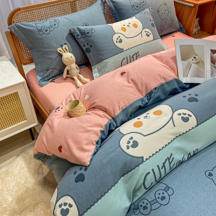 91家纺网 家纺一手货源 找家纺 丝芙妮家居（原乐视家纺） 2025新款全棉纯棉云糯棉双层纱套件系列 淘气熊