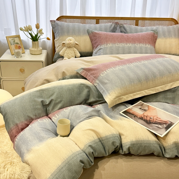 91家纺网 家纺一手货源 找家纺 丝芙妮家居（原乐视家纺） 2025新款全棉纯棉云糯棉双层纱套件系列 伊甸-灰