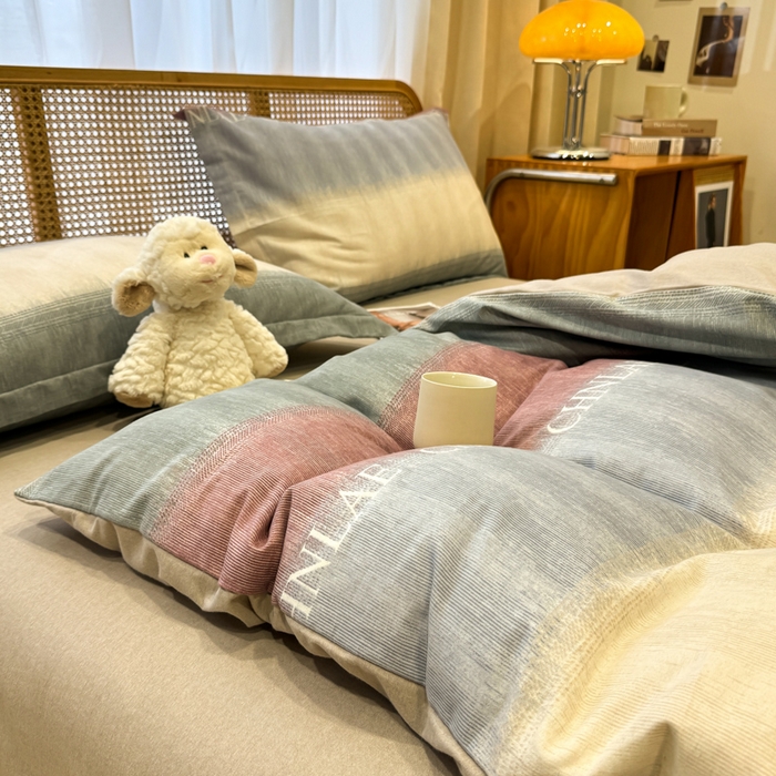 91家纺网 家纺一手货源 找家纺 丝芙妮家居（原乐视家纺） 2025新款全棉纯棉云糯棉双层纱套件系列 伊甸-灰