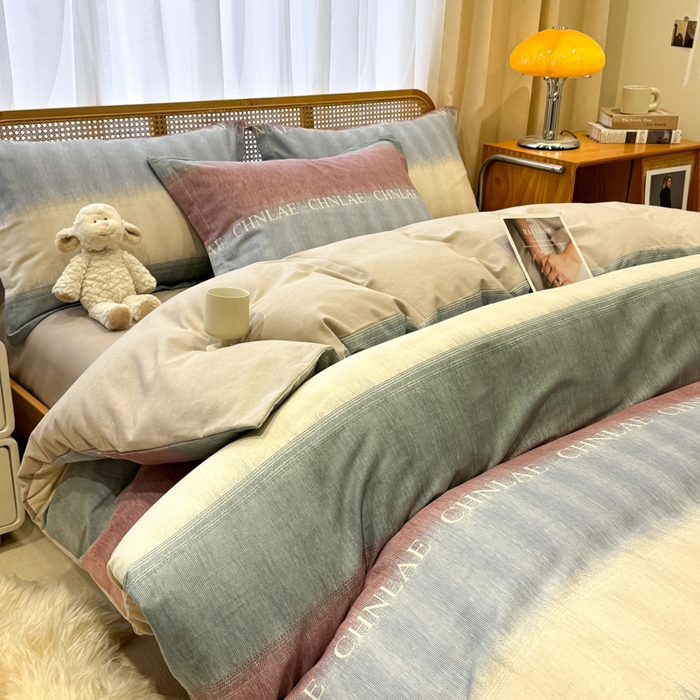 91家纺网 家纺一手货源 找家纺 丝芙妮家居（原乐视家纺） 2025新款全棉纯棉云糯棉双层纱套件系列 伊甸-灰