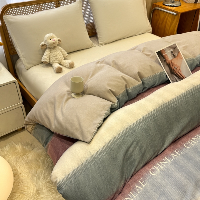 91家纺网 家纺一手货源 找家纺 丝芙妮家居（原乐视家纺） 2025新款全棉纯棉云糯棉双层纱套件系列 伊甸-灰