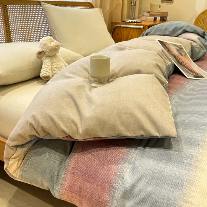 91家纺网 家纺一手货源 找家纺 丝芙妮家居（原乐视家纺） 2025新款全棉纯棉云糯棉双层纱套件系列 伊甸-灰