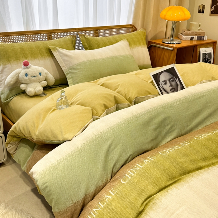 91家纺网 家纺一手货源 找家纺 丝芙妮家居（原乐视家纺） 2025新款全棉纯棉云糯棉双层纱套件系列 伊甸-绿