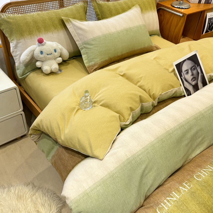 91家纺网 家纺一手货源 找家纺 丝芙妮家居（原乐视家纺） 2025新款全棉纯棉云糯棉双层纱套件系列 伊甸-绿