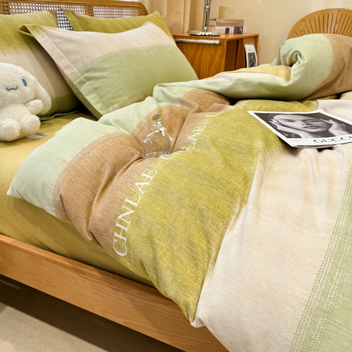 91家纺网 家纺一手货源 找家纺 丝芙妮家居（原乐视家纺） 2025新款全棉纯棉云糯棉双层纱套件系列 伊甸-绿