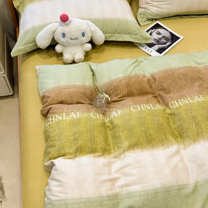 91家纺网 家纺一手货源 找家纺 丝芙妮家居（原乐视家纺） 2025新款全棉纯棉云糯棉双层纱套件系列 伊甸-绿