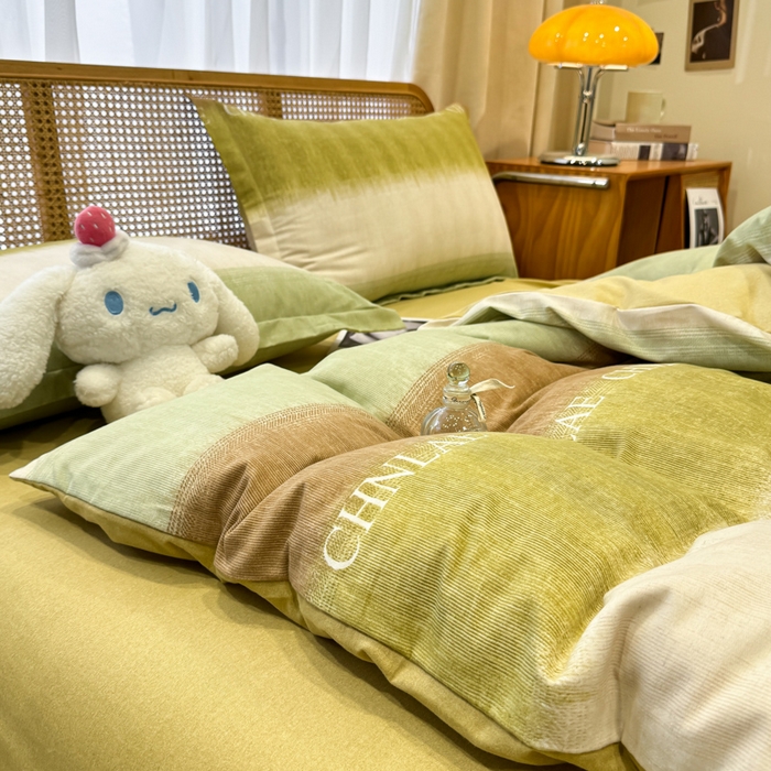 91家纺网 家纺一手货源 找家纺 丝芙妮家居（原乐视家纺） 2025新款全棉纯棉云糯棉双层纱套件系列 伊甸-绿