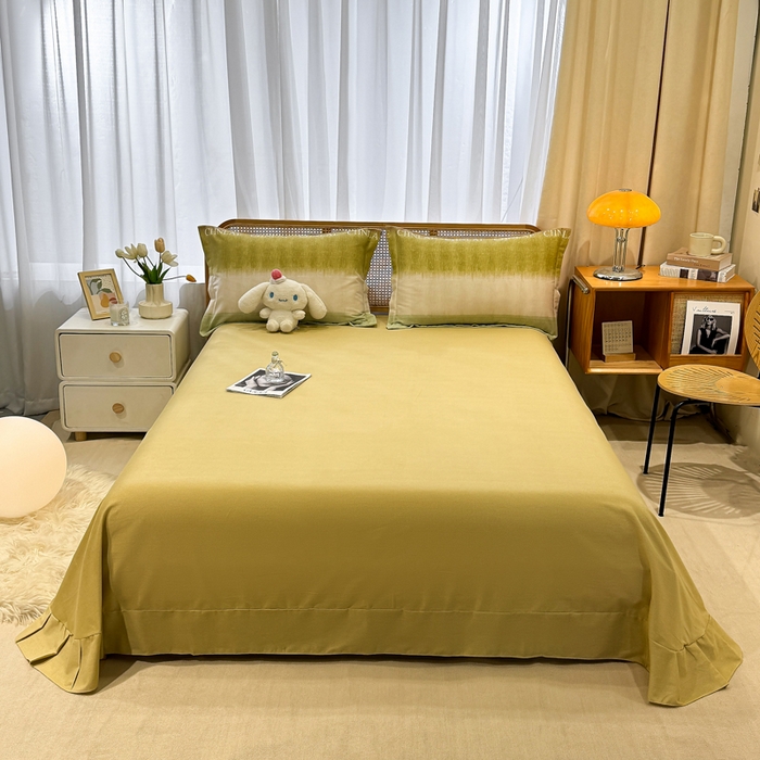 91家纺网 家纺一手货源 找家纺 丝芙妮家居（原乐视家纺） 2025新款全棉纯棉云糯棉双层纱套件系列 伊甸-绿