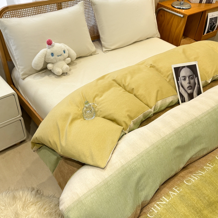 91家纺网 家纺一手货源 找家纺 丝芙妮家居（原乐视家纺） 2025新款全棉纯棉云糯棉双层纱套件系列 伊甸-绿