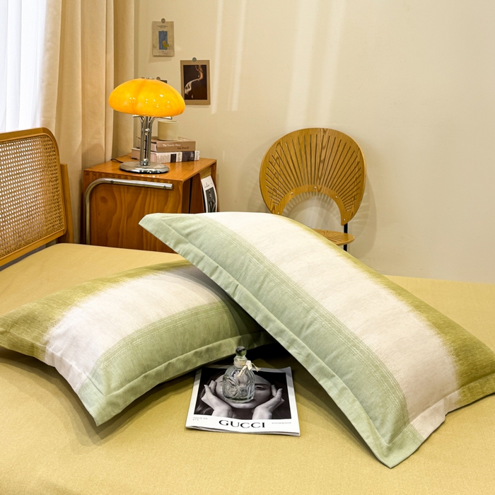 91家纺网 家纺一手货源 找家纺 丝芙妮家居（原乐视家纺） 2025新款全棉纯棉云糯棉双层纱套件系列 伊甸-绿