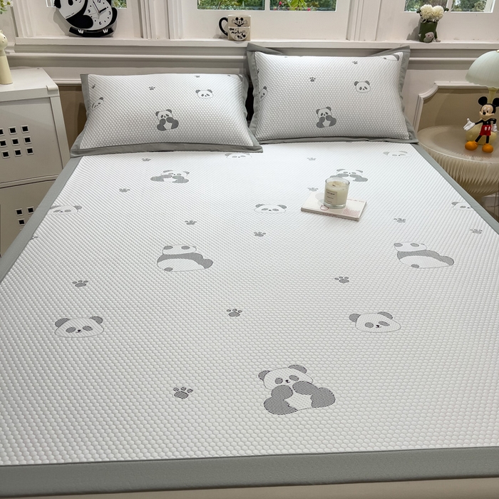 91家纺网 家纺一手货源 找家纺 席世家 2025新款A类凉感冰豆豆凉席-花卉卡通系列 呆萌熊猫