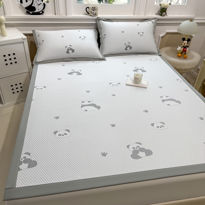 91家纺网 家纺一手货源 找家纺 席世家 2025新款A类凉感冰豆豆凉席-花卉卡通系列 呆萌熊猫