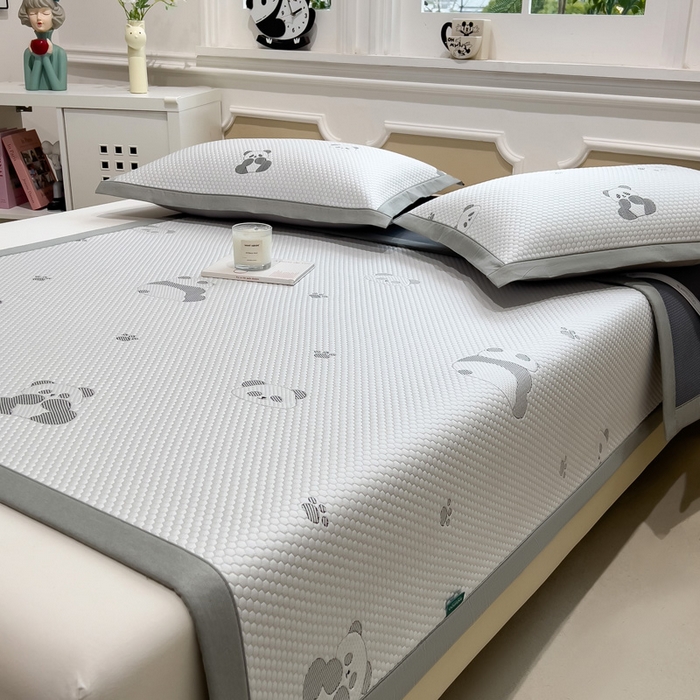 91家纺网 家纺一手货源 找家纺 席世家 2025新款A类凉感冰豆豆凉席-花卉卡通系列 呆萌熊猫