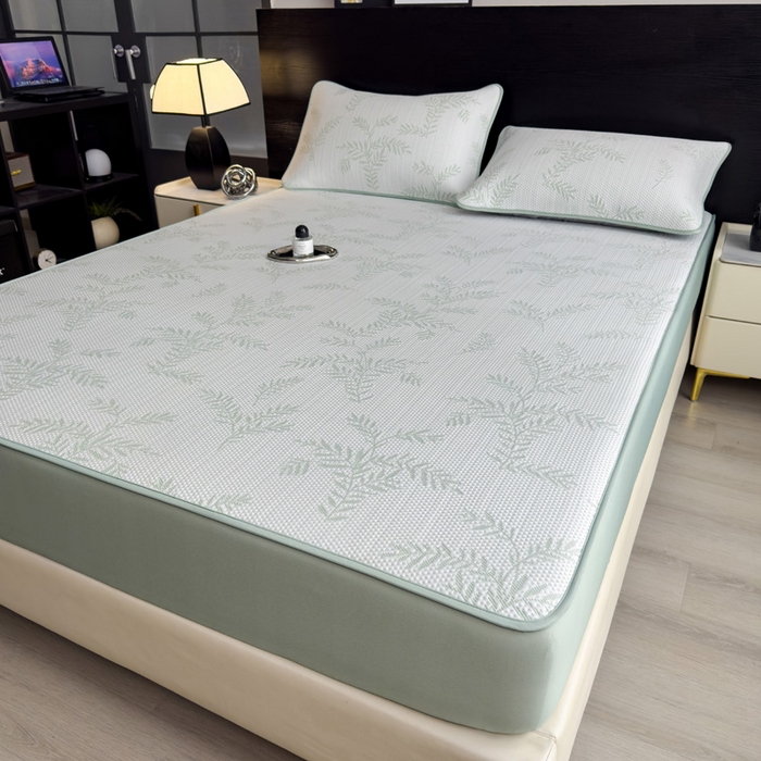 91家纺网 家纺一手货源 找家纺 席世家 2025新款A类凉感冰豆豆凉席-花卉卡通系列 绿意