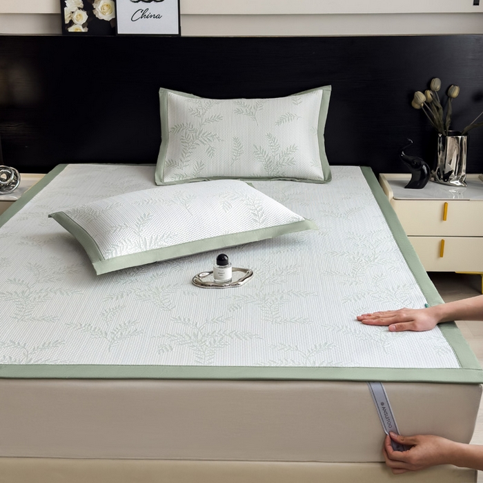 91家纺网 家纺一手货源 找家纺 席世家 2025新款A类凉感冰豆豆凉席-花卉卡通系列 绿意