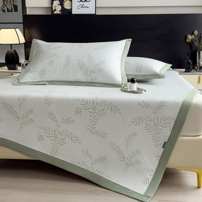 91家纺网 家纺一手货源 找家纺 席世家 2025新款A类凉感冰豆豆凉席-花卉卡通系列 绿意