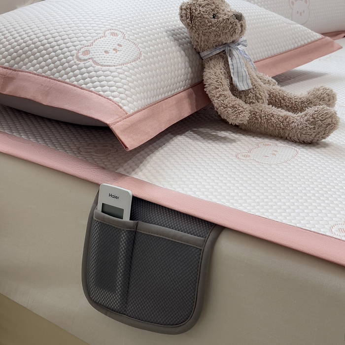 91家纺网 家纺一手货源 找家纺 席世家 2025新款A类凉感冰豆豆凉席-花卉卡通系列 小熊-粉