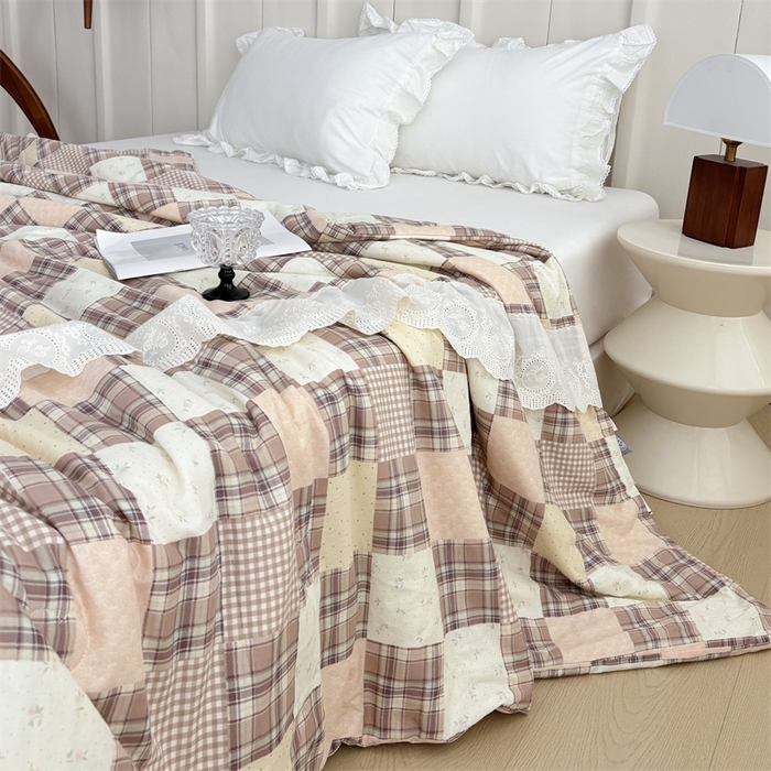 91家纺网 家纺一手货源 找家纺 久典家居 2025新款全棉有氧双层纱夏被 花田