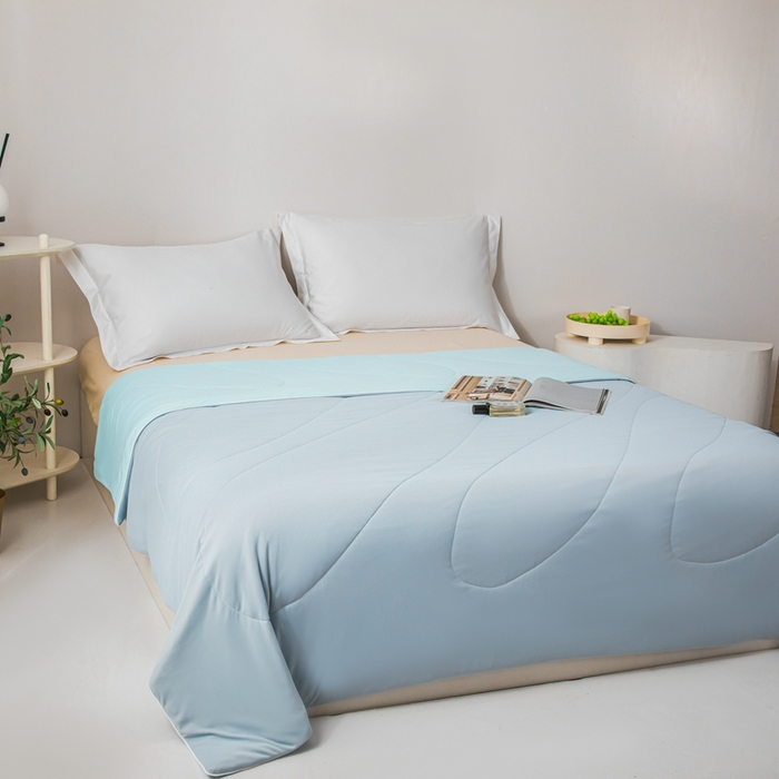 91家纺网 家纺一手货源 找家纺 凌云家纺 2025新款100%锦伦冰丝夏被空调被 灰蓝