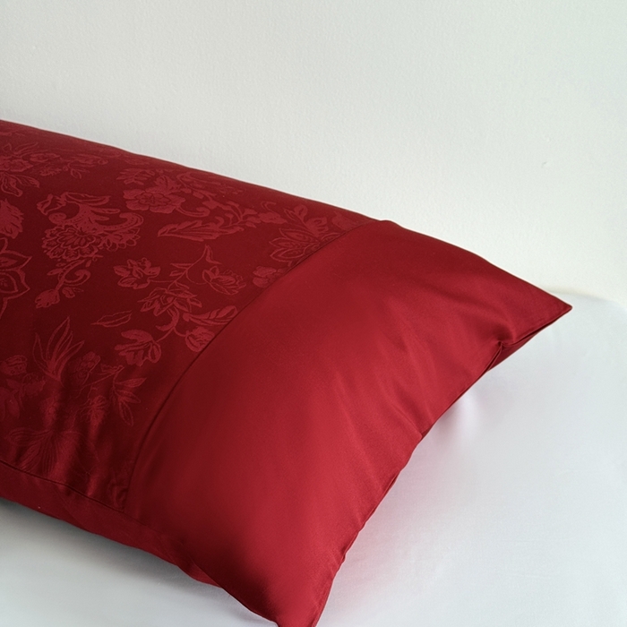 91家纺网 家纺一手货源 找家纺 鹿班家居 2025新款100S长绒棉提花单品枕套（第二组）【标准会员-2元】 单品枕套-邂逅红色