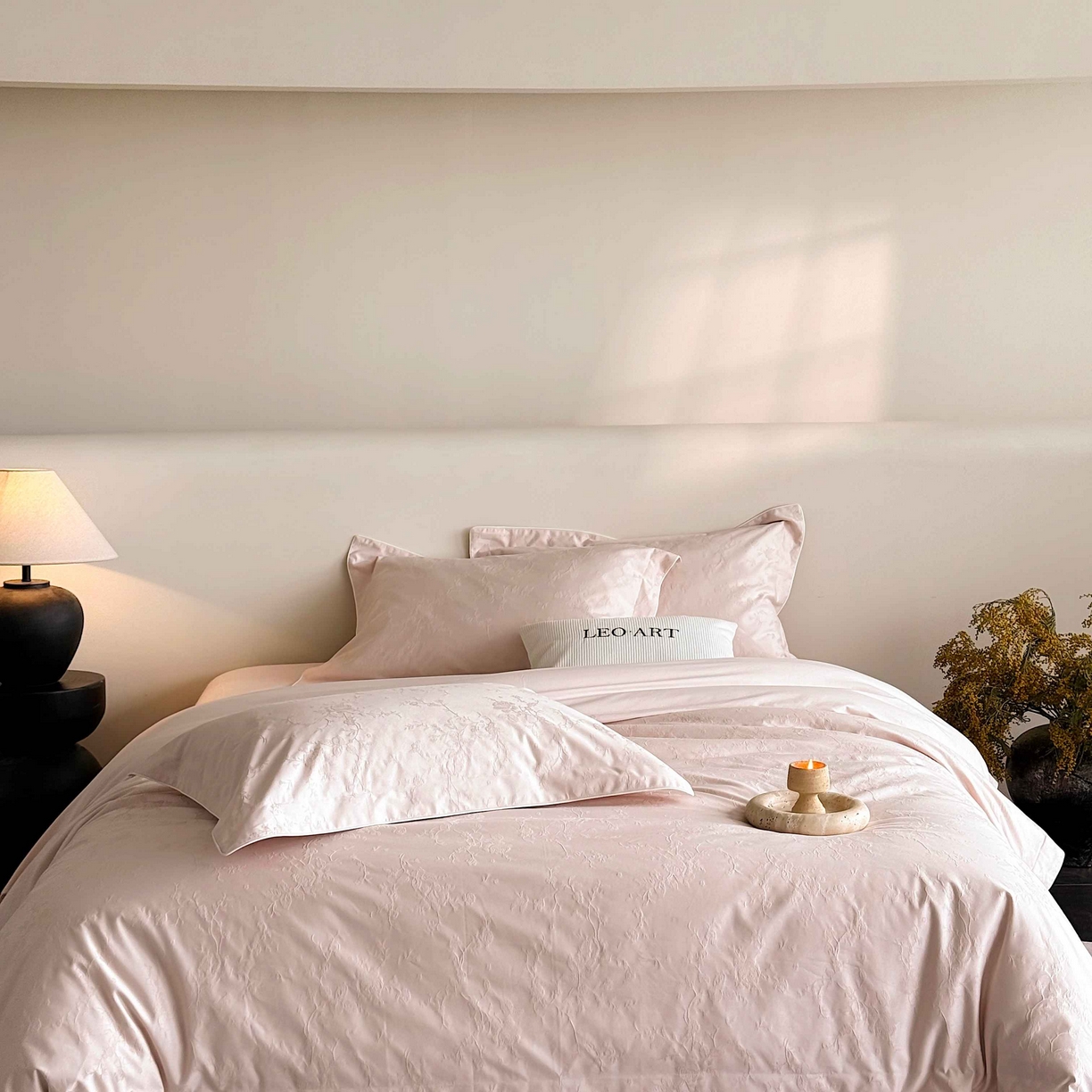 91家纺网 家纺一手货源 找家纺 涞澳家纺 2025新款全棉提花四件套 美玲-贝壳粉 