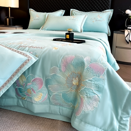 91家纺网 家纺一手货源 找家纺 （总）佳宇轩 2025爆款A类水洗棉刺绣花边夏被夏凉被空调被夏季薄被子三四件套轻奢凉感可机洗