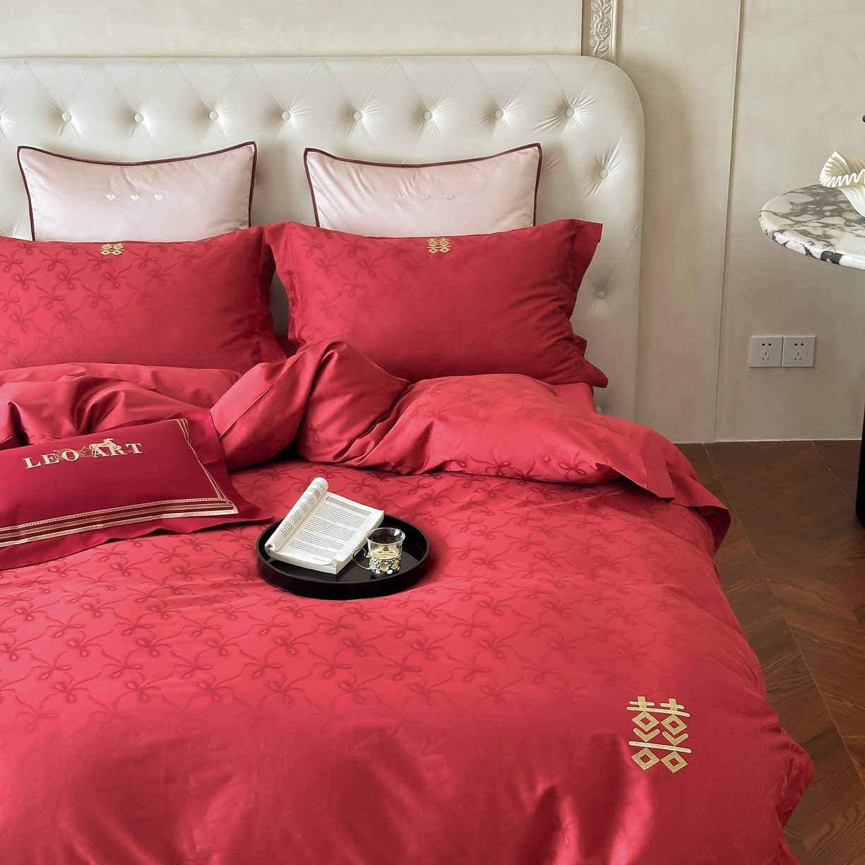 91家纺网 家纺一手货源 找家纺 涞澳家纺 2025新款婚庆款四件套 天作之合