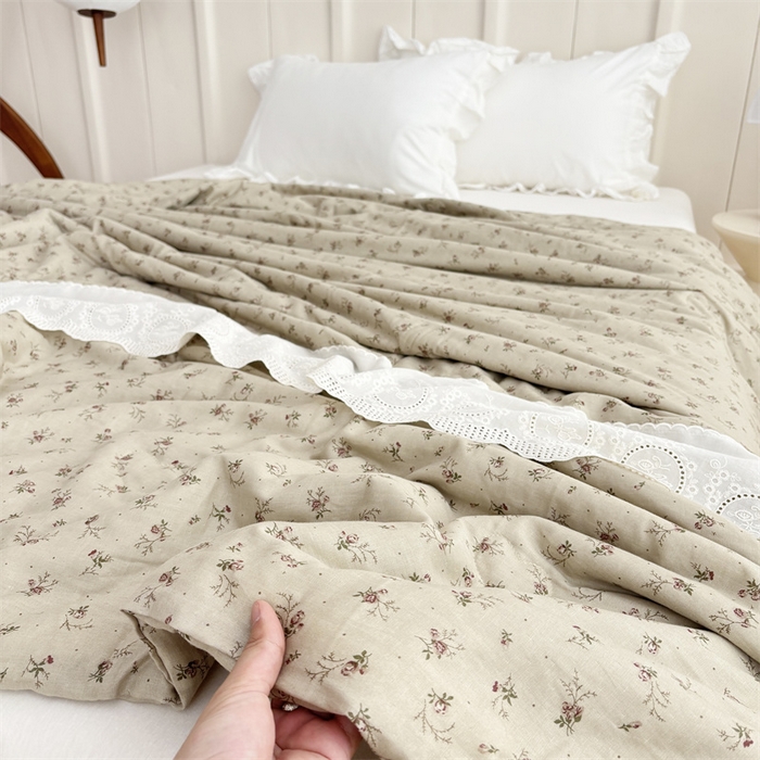 91家纺网 家纺一手货源 找家纺 久典家居 2025新款全棉有氧双层纱夏被 木槿