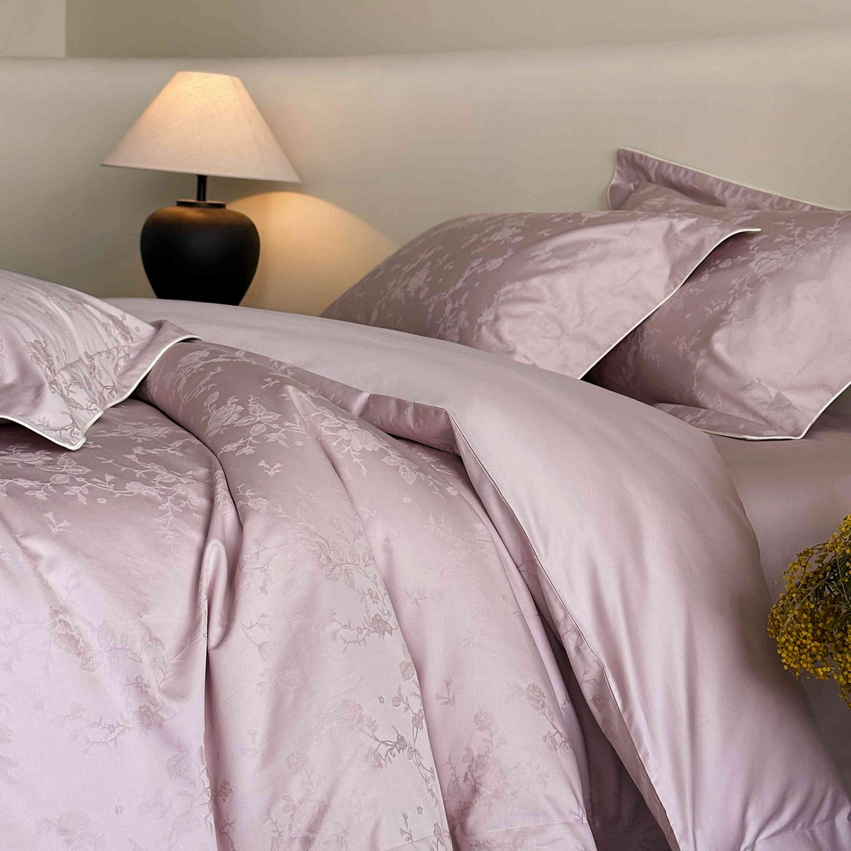 91家纺网 家纺一手货源 找家纺 涞澳家纺 2025新款全棉提花四件套 美玲-风信紫