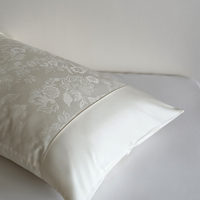 91家纺网 家纺一手货源 找家纺 鹿班家居 2025新款100S长绒棉提花单品枕套（第二组）【标准会员-2元】 单品枕套-邂逅白色