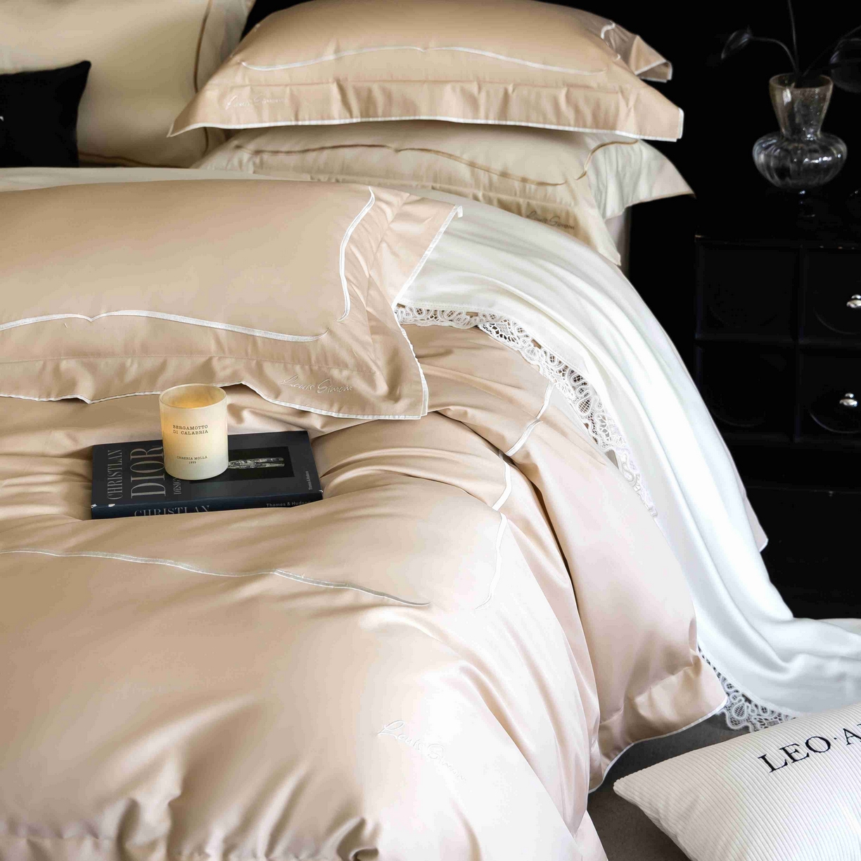 91家纺网 家纺一手货源 找家纺 涞澳家纺 2025新款80S全棉贡缎小蛮腰四件套-浅依 浅依-香槟