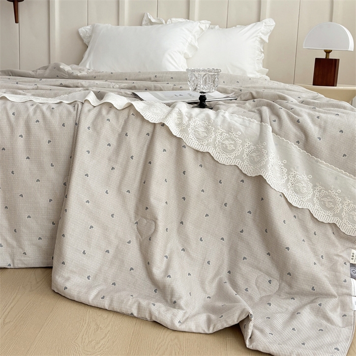 91家纺网 家纺一手货源 找家纺 久典家居 2025新款全棉有氧双层纱夏被 简爱
