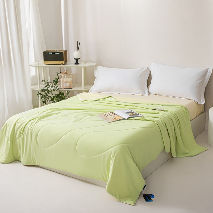 91家纺网 家纺一手货源 找家纺 凌云家纺 2025新款100%锦伦冰丝夏被空调被 清新绿