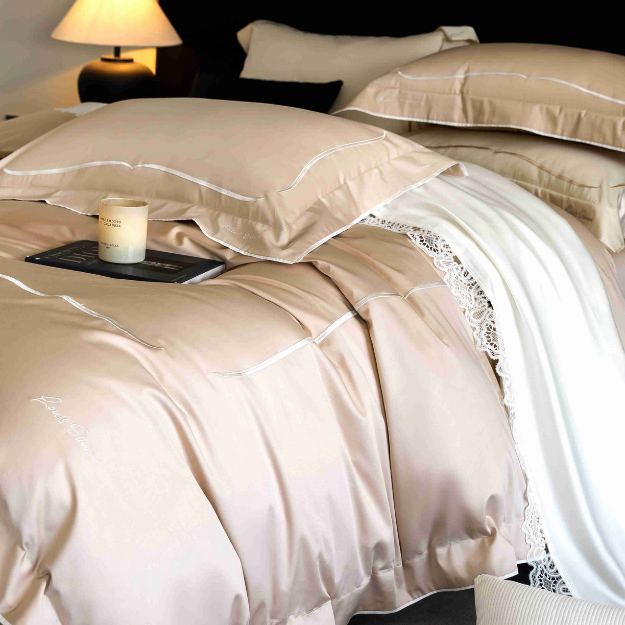 91家纺网 家纺一手货源 找家纺 （总）涞澳家纺 2025新款80S全棉贡缎小蛮腰四件套-浅依