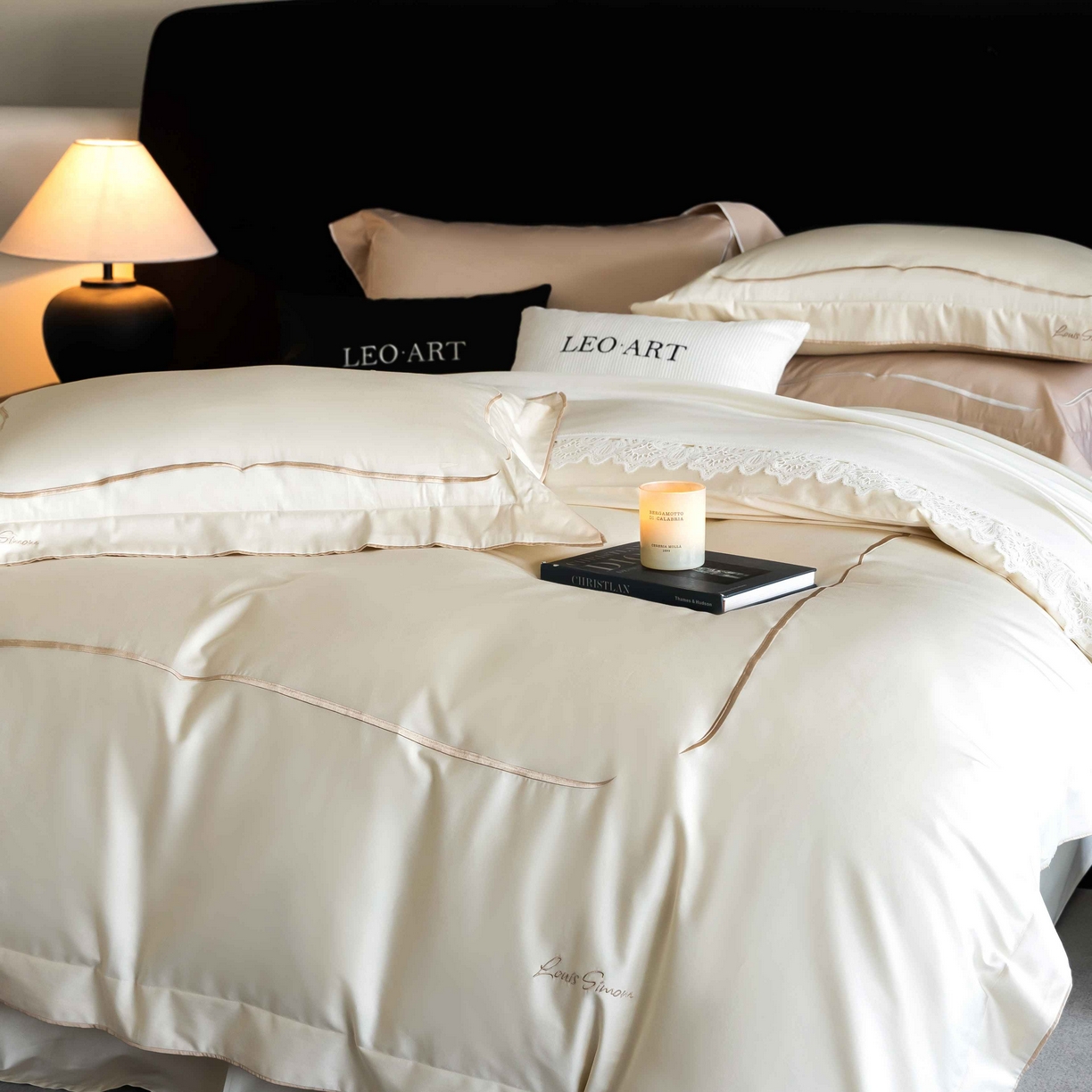 91家纺网 家纺一手货源 找家纺 涞澳家纺 2025新款80S全棉贡缎小蛮腰四件套-浅依 浅依-奶白