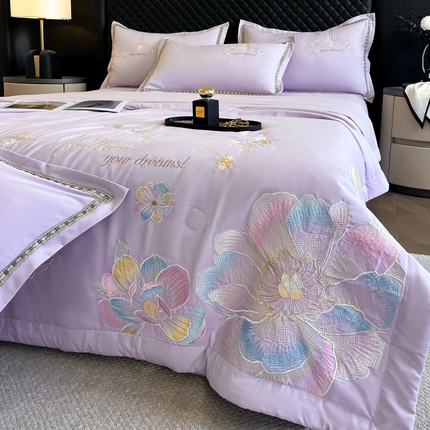 91家纺网 家纺一手货源 找家纺 （总）佳宇轩 2025爆款A类水洗棉刺绣花边夏被夏凉被空调被夏季薄被子三四件套轻奢凉感可机洗