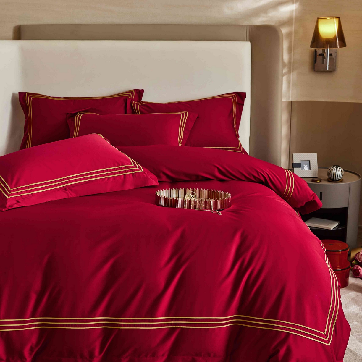 91家纺网 家纺一手货源 找家纺 涞澳家纺 2025新款婚庆款四件套 金玉恒美