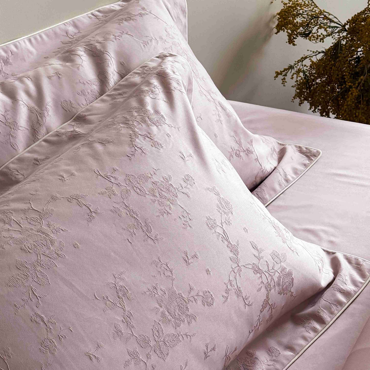 91家纺网 家纺一手货源 找家纺 涞澳家纺 2025新款全棉提花四件套 美玲-风信紫