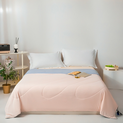 91家纺网 家纺一手货源 找家纺 （总）凌云家纺 2025新款100%锦伦冰丝纯色夏被空调被,粉灰,灰蓝,清新绿